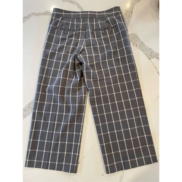 Cartonnier Anthropologie Gray Gridlock Checkered Crop Pants Sz 6 - Picture 2 of 9